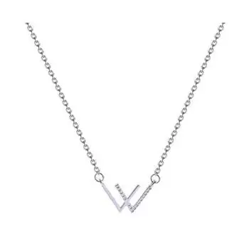 Подвеска с буквой W, инкрустированная стразами, регулируемая удлиненная цепочка, ожерелье, женская ретро-цепочка на ключицу, ювелирные изделия серебряный