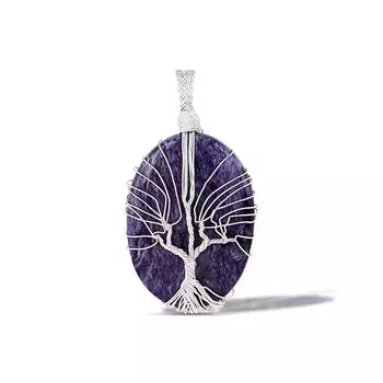 Подвеска с чароитом Подвеска из драгоценного камня высшего качества Подвеска из стерлингового серебра 925 пробы