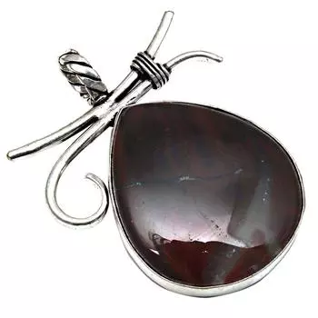 Подвеска с черным обседианом, драгоценный камень, подарок для нее, серебряные украшения 2,25 дюйма