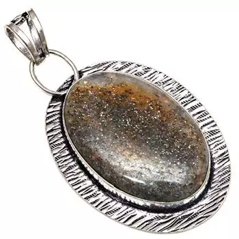 Подвеска с черным рутиловым драгоценным камнем в подарок для нее, серебряное украшение 2,5 дюйма