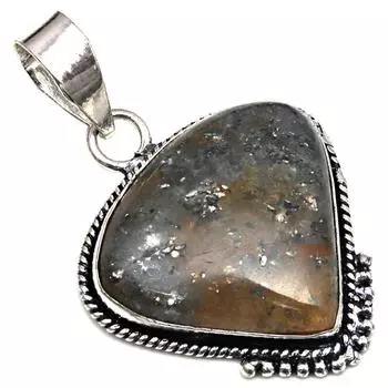 Подвеска с черным рутиловым драгоценным камнем в подарок для нее, серебряное ювелирное изделие 1,75