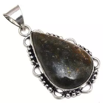 Подвеска с черным рутиловым камнем, подарок на День матери, серебряное украшение, 2 дюйма