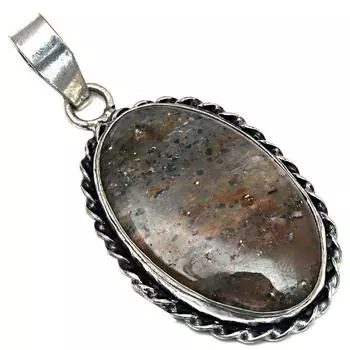 Подвеска с черным рутиловым камнем, подарок на День матери, серебряное украшение, 2 дюйма