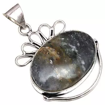 Подвеска с черным рутиловым камнем, подарок на День матери, серебряное украшение 1,75 дюйма