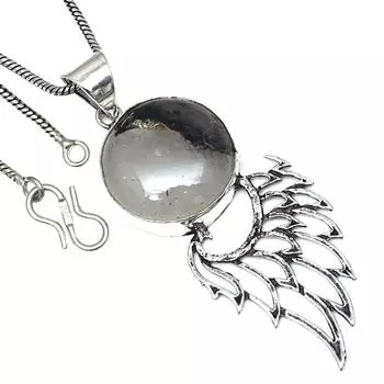 Подвеска с черным рутиловым камнем, подарок на День святого Валентина, серебряное ювелирное изделие 2,5 дюйма