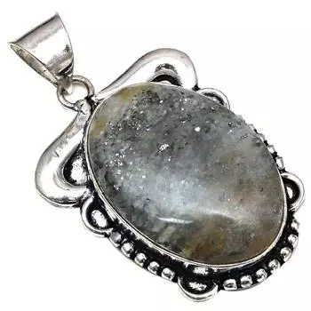 Подвеска с черным рутиловым камнем, подарок на День матери, серебряное украшение 1,75 дюйма