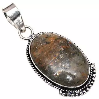 Подвеска с черным рутиловым камнем в подарок для нее, серебряное украшение 2 дюйма