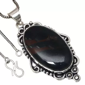 Подвеска с черным тигровым глазом, этническое серебряное украшение на День святого Валентина 2,5 дюйма