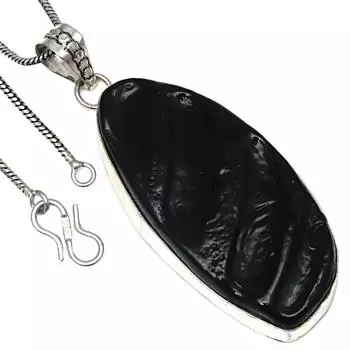 Подвеска с черным турмалином и друзовым драгоценным камнем, серебряное украшение ручной работы 2,75 дюйма