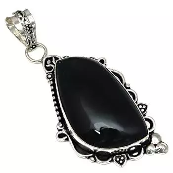 Подвеска с черными спинальными камнями, ручная работа, серебряное украшение ко Дню матери, 2,5 дюйма
