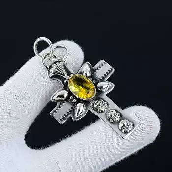 Подвеска с цитрином, подвеска из стерлингового серебра 925 пробы с цитрином, подвеска-колье с ювелирными изделиями из цитрина, подарки на день святого Валентина, подарок на день матери для нее 2.55 жёлтый