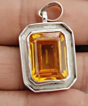 Подвеска с цитрином, подвеска с драгоценным камнем, чистое серебро 925 пробы, желтый камень 16x12 мм, женские украшения ручной работы, подарок в стиле бохо