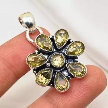 Подвеска с цитрином, ювелирные изделия из драгоценного камня, кулон из стерлингового серебра 925 пробы, ювелирное изделие ручной работы, кулон с камнем по дате рождения, подарок для него 1.77 Inches жёлтый