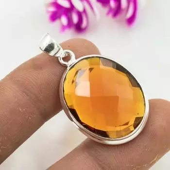 Подвеска с цитрином, ювелирные изделия из драгоценного камня, кулон из стерлингового серебра 925 пробы, ювелирное изделие ручной работы, кулон с камнем по дате рождения, подарок для него 1.53 Inches оранжевый