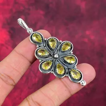 Подвеска с цитрином, ювелирные изделия из стерлингового серебра 925 пробы с драгоценными камнями, подвеска ручной работы, на День Благодарения 3.03 жёлтый