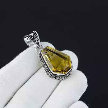 Подвеска с цитрином в форме гроба, подвеска из стерлингового серебра 925 пробы, подвеска ручной работы, ювелирные изделия из драгоценных камней в форме гроба, серебряные украшения для женщин, подарок 1.77 жёлтый