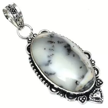Подвеска с дендритным опалом, драгоценный камень, подарок для нее, серебряные украшения 2,25 дюйма