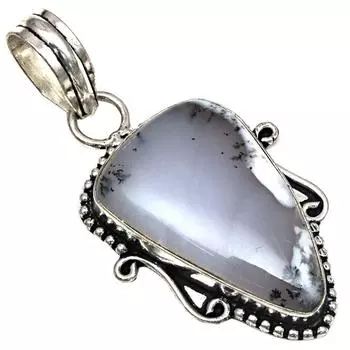 Подвеска с дендритным опалом, драгоценным камнем, ручная работа, серебряное украшение ко Дню матери, 2 дюйма