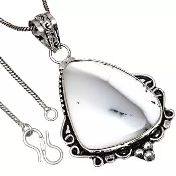 Подвеска с дендритным опалом, драгоценным камнем, ручная работа, серебряное украшение ко Дню святого Валентина, 2 дюйма