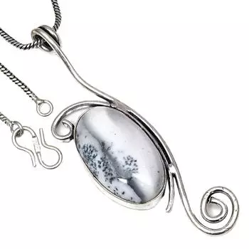 Подвеска с дендритовым опалом, драгоценным камнем, День святого Валентина, этническое серебряное украшение 1,5 дюйма