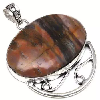 Подвеска с дикой лошадью, яшмой, драгоценным камнем, ручная работа, подарок для нее, серебряные украшения 2 дюйма