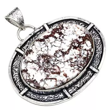 Подвеска с дикой лошадью, яшмой, драгоценным камнем, ручная работа, подарок для нее, серебряные украшения 2 дюйма