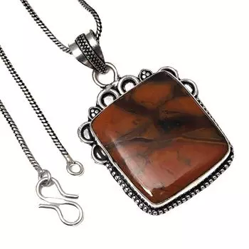 Подвеска с дикой лошадью, яшмой, драгоценным камнем, ручная работа, День святого Валентина, серебряное украшение 2 дюйма