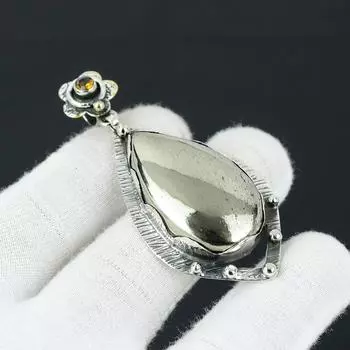 Подвеска с драгоценным камнем Apache Pyrite, Ювелирная подвеска из стерлингового серебра 925 пробы, Ювелирная подвеска из натурального пирита для женщин, Подвеска для подарков 2.95