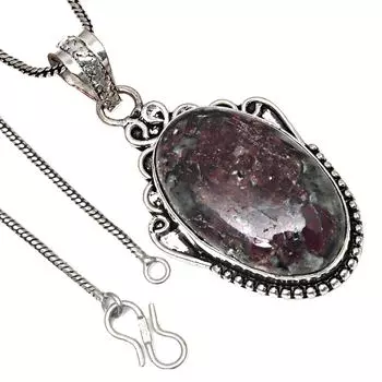 Подвеска с драгоценным камнем эвдиалитом, подарок на День святого Валентина, серебряное ювелирное изделие, 2 дюйма