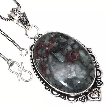 Подвеска с драгоценным камнем эвдиалитом, подарок на день святого Валентина, серебряное ювелирное изделие 2,5 дюйма