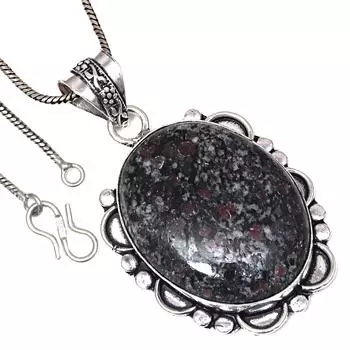 Подвеска с драгоценным камнем эвдиалитом, подарок на День святого Валентина, серебряное ювелирное изделие, 2 дюйма