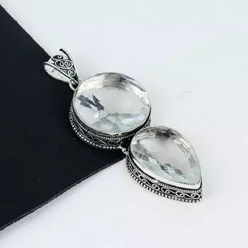 Подвеска с драгоценным камнем белый топаз из стерлингового серебра 925 пробы — дизайн ручной работы, повседневные украшения, уникальная подвеска с белым топазом, подарки на День отца 2.95 белый