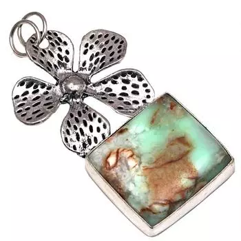 Подвеска с драгоценным камнем хрисопраз подарок для нее серебряное ювелирное изделие 2,5