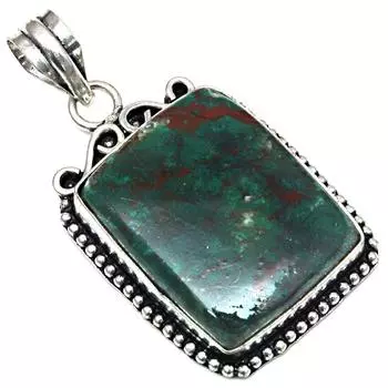 Подвеска с драгоценным камнем хризоколла, подарок для нее, серебряное украшение 2 дюйма