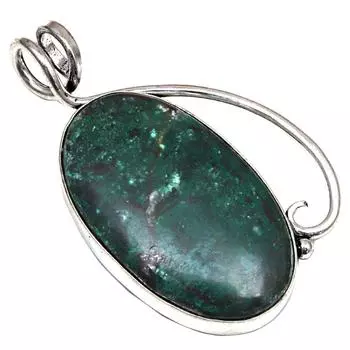 Подвеска с драгоценным камнем хризоколла, подарок для нее, серебряное украшение 2 дюйма