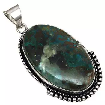 Подвеска с драгоценным камнем хризоколла, подарок на День матери, серебряное украшение 2,25 дюйма
