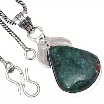 Подвеска с драгоценным камнем хризоколла, подарок на день святого Валентина, серебряное украшение, 2 дюйма