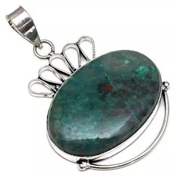 Подвеска с драгоценным камнем хризоколла в подарок для нее, серебряные украшения 2,25 дюйма