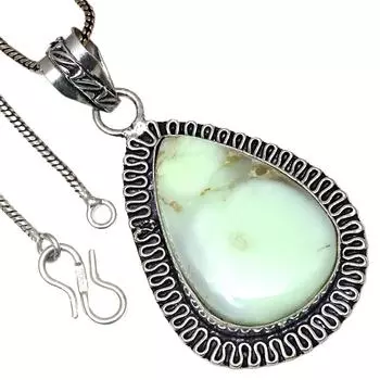 Подвеска с драгоценным камнем хризопраз ко Дню святого Валентина, этническое серебряное украшение 2,5 дюйма