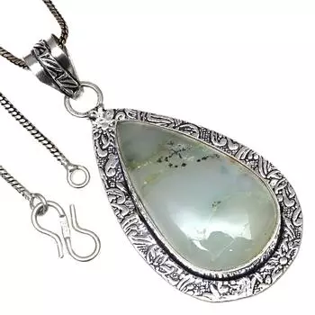 Подвеска с драгоценным камнем хризопраз ко Дню святого Валентина, этническое серебряное украшение 2,25 дюйма