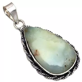 Подвеска с драгоценным камнем хризопраз подарок на День матери серебряное ювелирное изделие 2,25