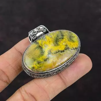 Подвеска с драгоценным камнем из яшмы из стерлингового серебра 925 пробы, ювелирные изделия ручной работы, винтажная подвеска, эффектные ювелирные изделия для подарка, подвеска для женщин