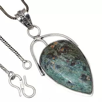 Подвеска с драгоценным камнем кабошон из фуксита, серебряное украшение в подарок на День святого Валентина 2,25 дюйма