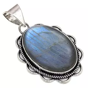 Подвеска с драгоценным камнем Лабрадорит синего огня, серебряное украшение ручной работы, 1,5 дюйма