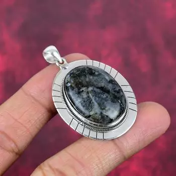 Подвеска с драгоценным камнем Larvikite, подвеска ручной работы из цельного серебра 925 пробы, ювелирные изделия последнего дизайна 1.96 Inches серый