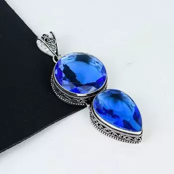 Подвеска с драгоценным камнем London Blue Topaz из стерлингового серебра 925 пробы — дизайн ручной работы, повседневные украшения, уникальные подарки на день рождения с подвеской London Blue Topaz 2.95 синий