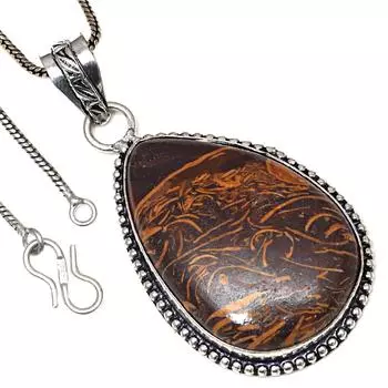 Подвеска с драгоценным камнем Marium Jasper ко Дню святого Валентина, этническое серебряное украшение 2,25 дюйма