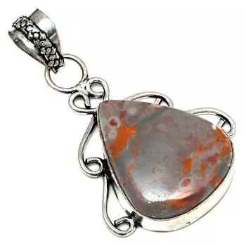 Подвеска с драгоценным камнем Ocean Jasper, ручная работа, серебряное украшение ко Дню матери, 1,75 дюйма