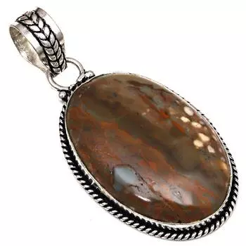 Подвеска с драгоценным камнем Ocean Jasper, ручная работа, серебряное украшение ко Дню матери, 2,25 дюйма