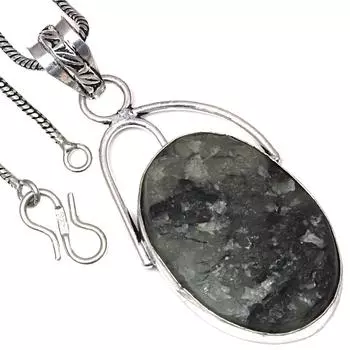 Подвеска с драгоценным камнем пренит марлен ручная работа старинное серебряное украшение 2.25